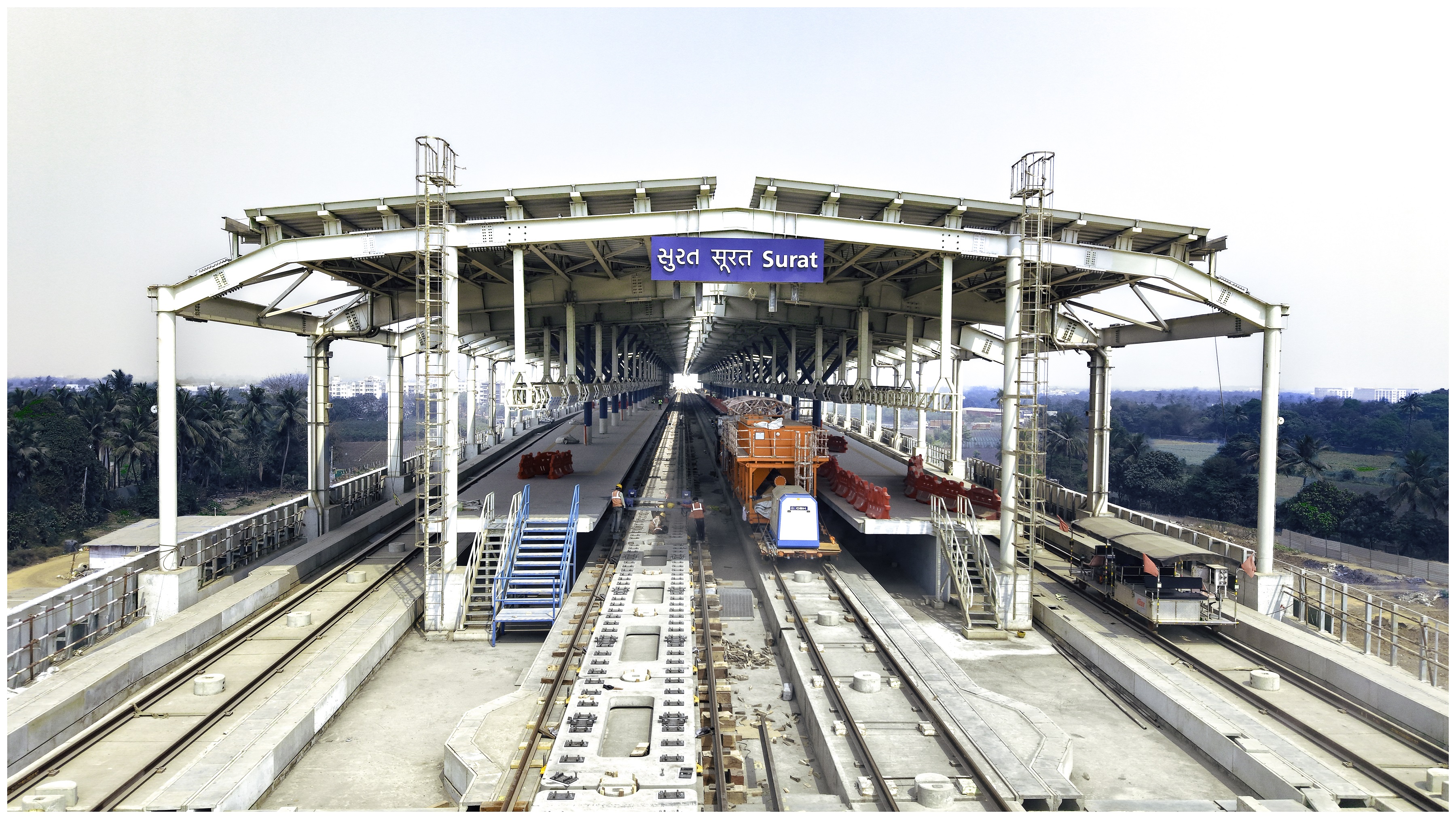 Track work in progress at Surat Bullet Train station for Mumbai-Ahmedabad Bullet Train station